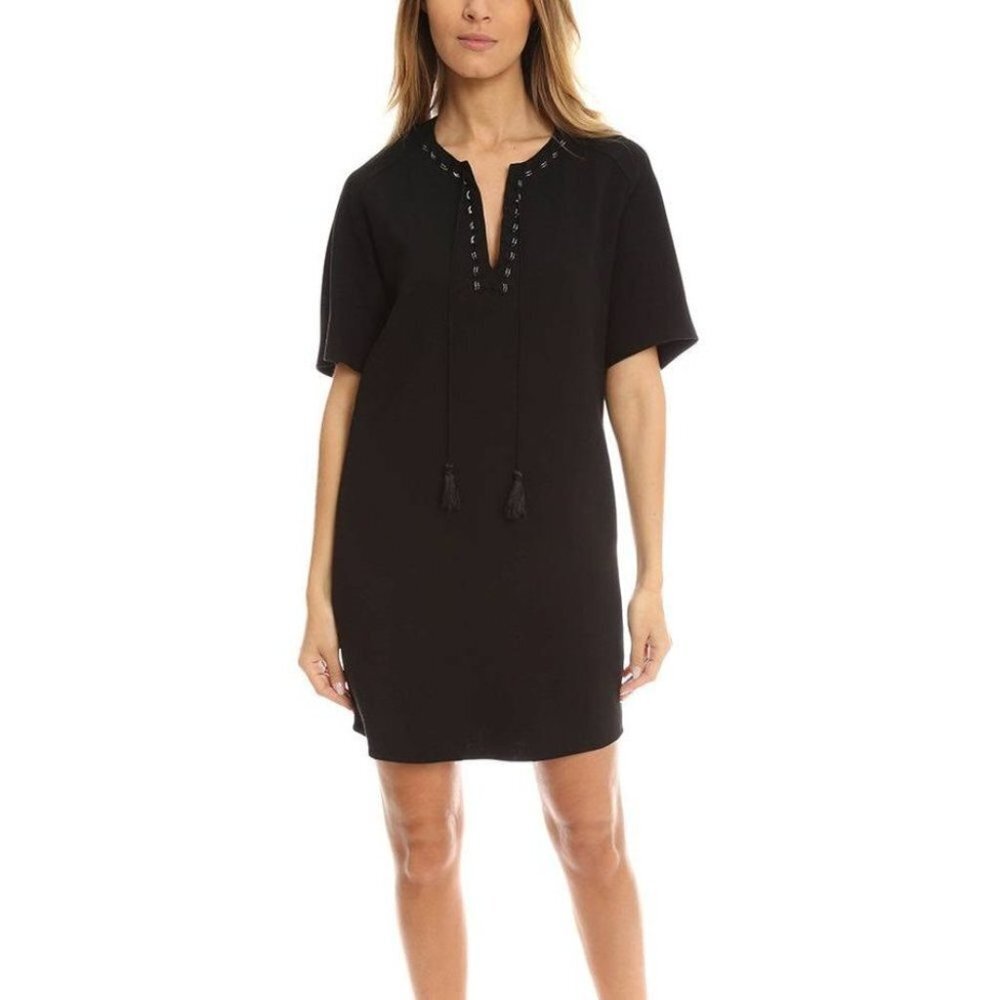 3.1 Phillip Lim black short sleeve kaftan style bohemian mini dress size 2